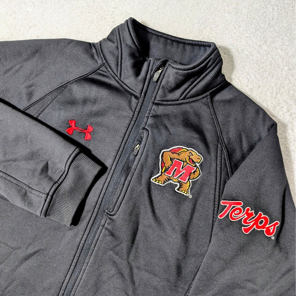 Under Armour Maryland Terrapins Terps Full Zip Track Jacket Black Med Stretch